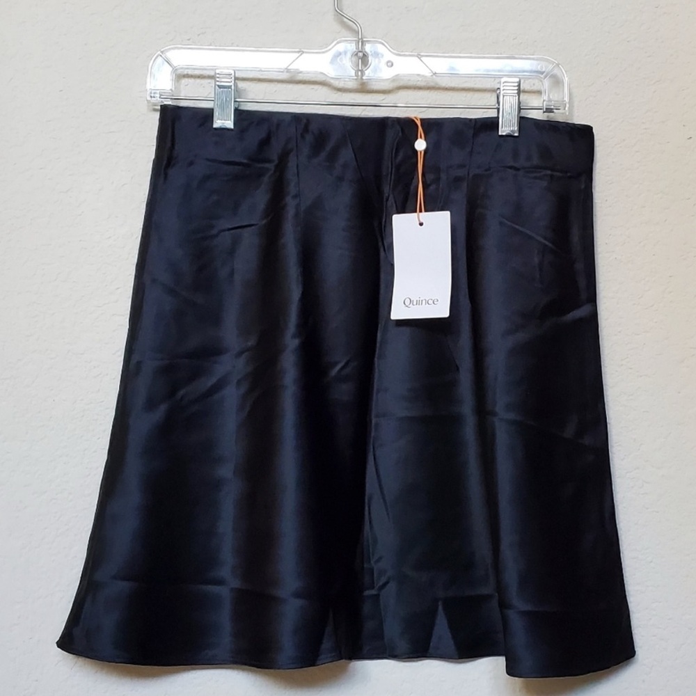 Quince Black Satin Skirt